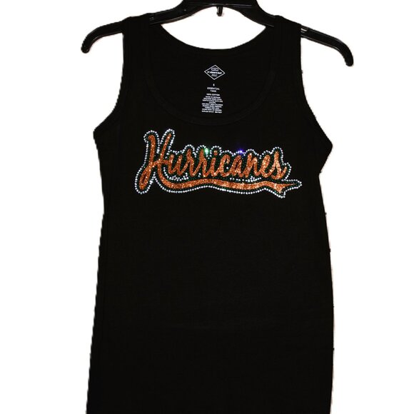 Hurricanes rhinestone glitter bling black tank XS  S M L XL XXL 1X 2X 3X 4X 5X - Picture 1 of 7